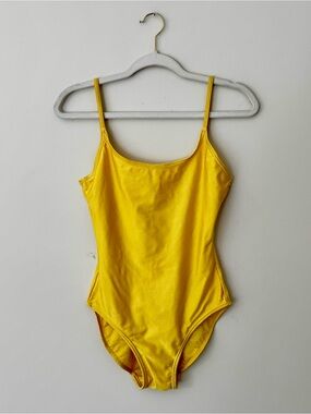 Bare Assets Vintage 90s Scoop Back One Piece Swimsuit, Liquid Shine Yellow – M